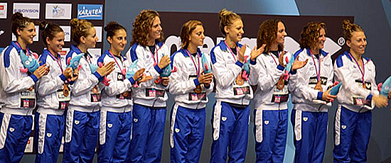 Le ragazze del nuoto sincronizzato sul podio europeo