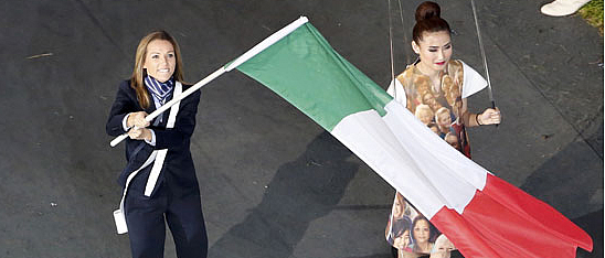 Valentina Vezzali durante la cerimonia di apertura delle olimpiadi di Londra