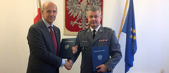 Il capo della Polizia Alessandro Pansa con il capo della Polizia polacco