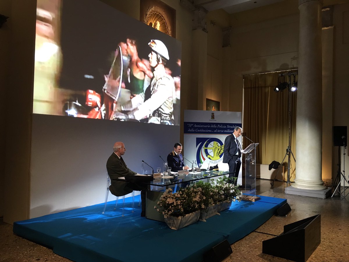 L'intervento del giornalista Marino Bartoletti alla conferenza per i 70 anni della Polizia stradale