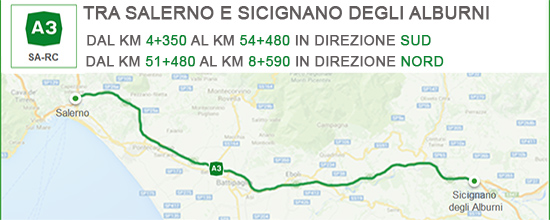 Il tratto della Salerno Reggio-Calabria controllato da 