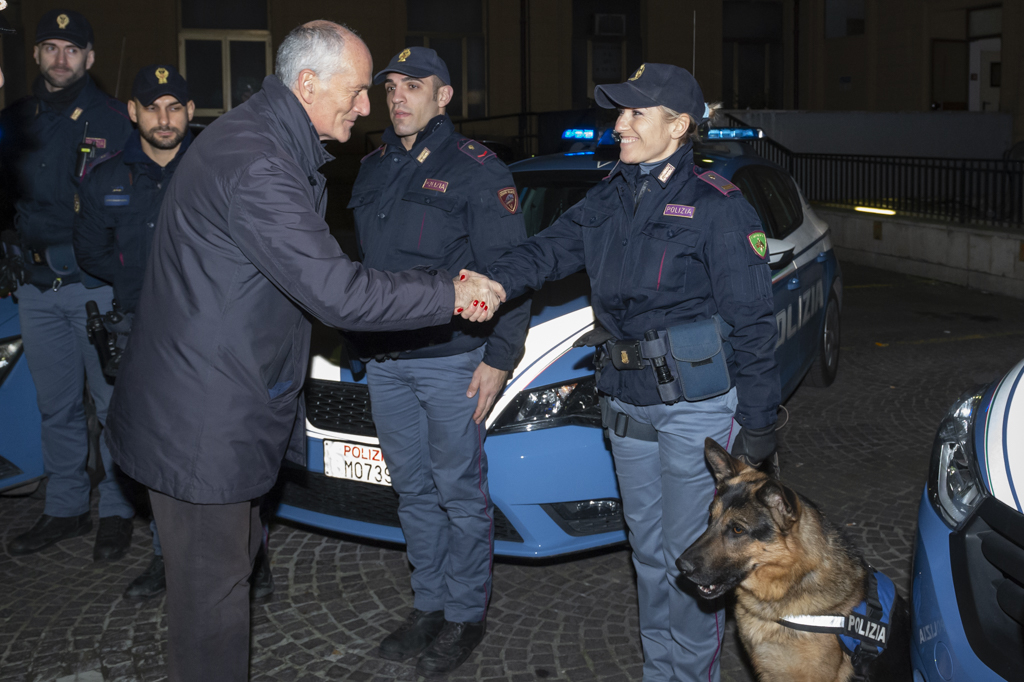Il capo della Polizia Franco Gabrielli alla Sala operativa della questura di Roma per gli auguri di Capodanno