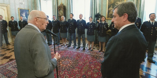 Presidente Napolitano e vice capo Polizia Marangoni al Quirinale