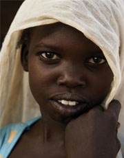 il volto di una bambina del Sud Sudan
