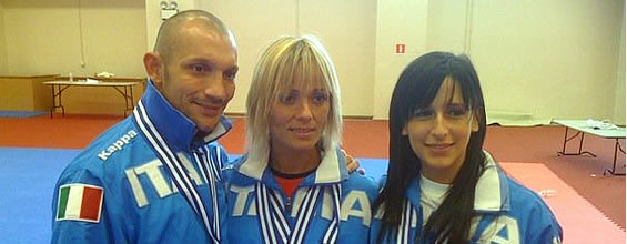 Ciro Massa, Roberta Sodero e Sara Battaglia delle Fiamme oro karate