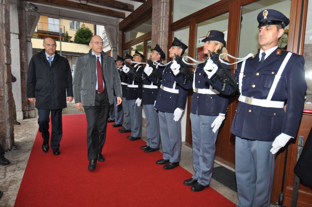 L'arrivo del presidente del Consiglio Enrico Letta e del capo della Polizia Alessandro Pansa