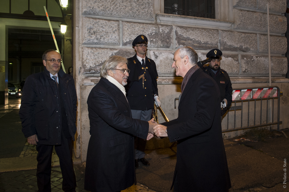Il capo della Polizia Franco Gabrielli in questura a Roma per gli auguri ai poliziotti