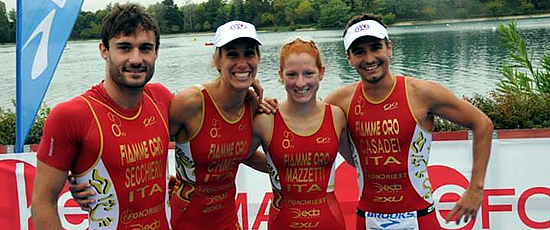 La squadra di triathlon delle Fiamme oro