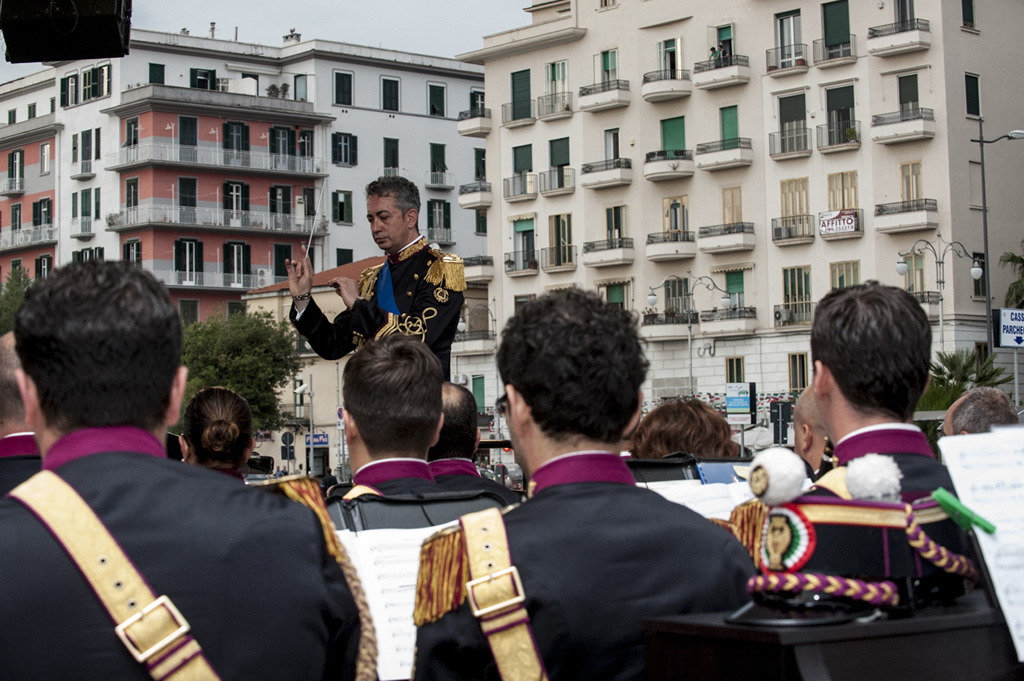La Banda della Polizia di Stato durante il concerto tenuto a Salerno in occasione del 6° raduno nazionale Anps