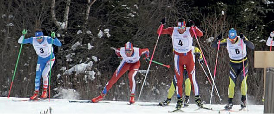 Atleti delle Fiammme oro Moena durante una gara