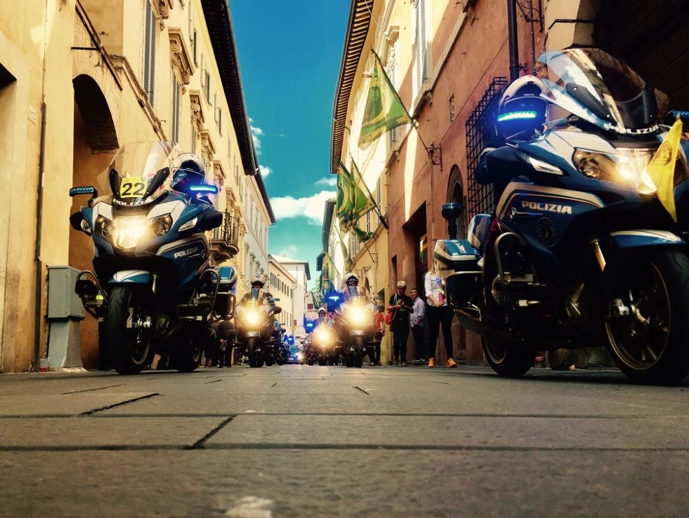 I motociclisti della Polizia stradale al Giro d'Italia