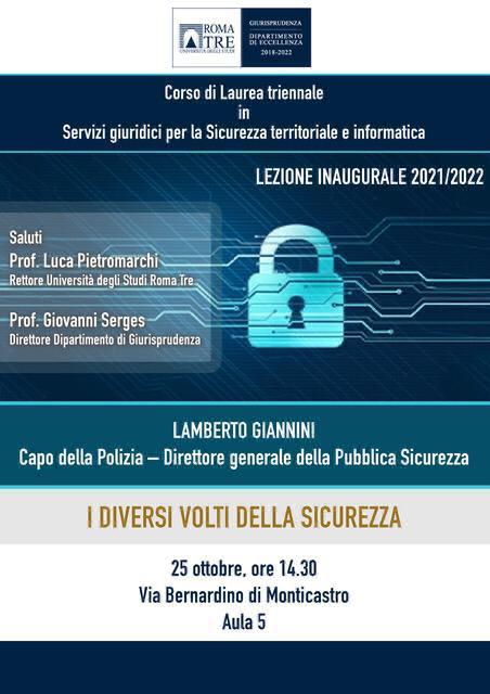 La lezione del capo della Polizia Lamberto Giannini all'Universita Roma Tre