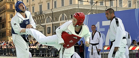 Un'azione di taekwondo