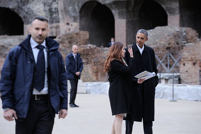 Il presidente Usa Barack Obama al Colosseo