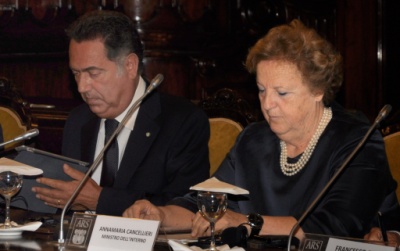 Il ministro dell'Interno Annamaria Cancellieri e il capo della Polizia alla conferenza di Palermo 