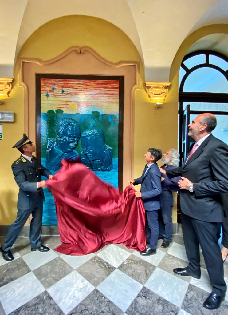 Inaugurazione scultura in questura a Palermo in ricordo delle stragi di mafia