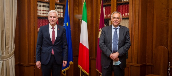 capo POlizia Giannini e segretario Interpol Stock