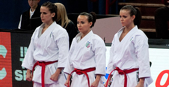 Sara Battaglia durante i mondiali di karate di Parigi