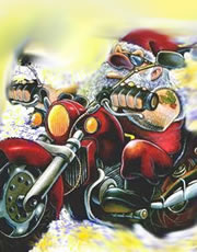 Locandina natalizia dell'Associazione Motociclisti Forze di Polizia