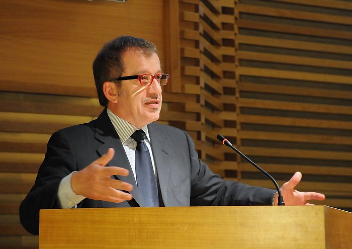 Il ministro dell'Interno Roberto Maroni durante il suo discorso