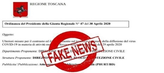 Fake news regione toscana