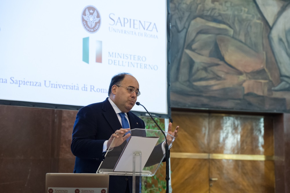L'intervento del rettore della Sapienza università di Roma Eugenio Gaudio 