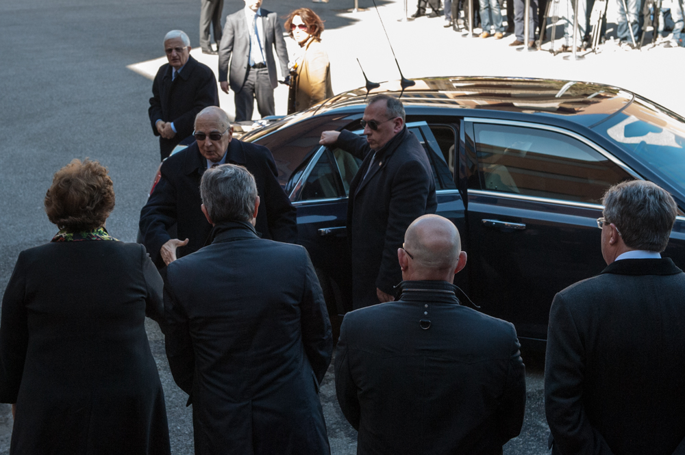 L'arrivo del presidente della Repubblica Giorgio Napolitano