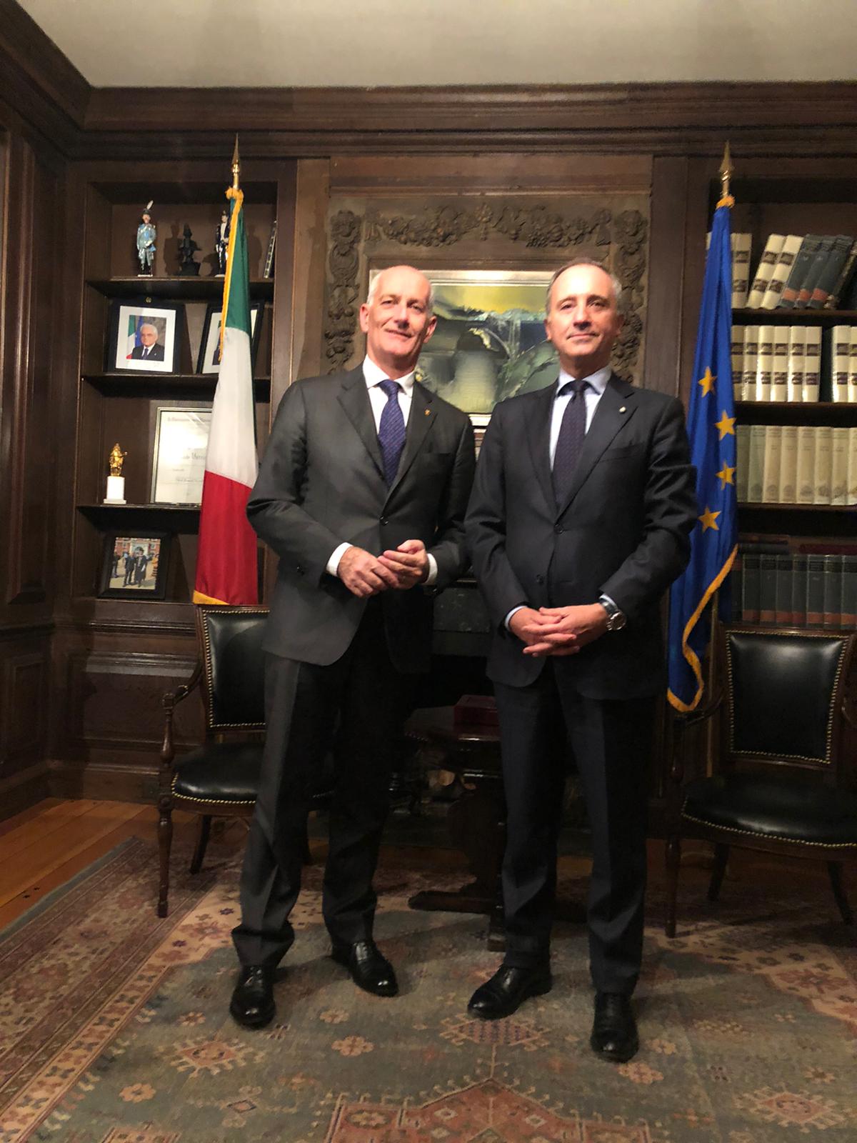 Incontro del prefetto Franco Gabrielli con l'ambasciatore italiano in USA, Armando Varricchio