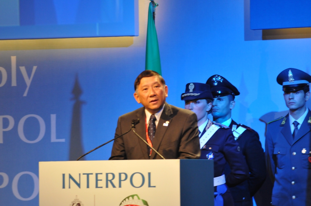 Il presidente dell'Interpol Boon Hui Khoo alla cerimonia ufficiale dell'81^Assemblea Interpol